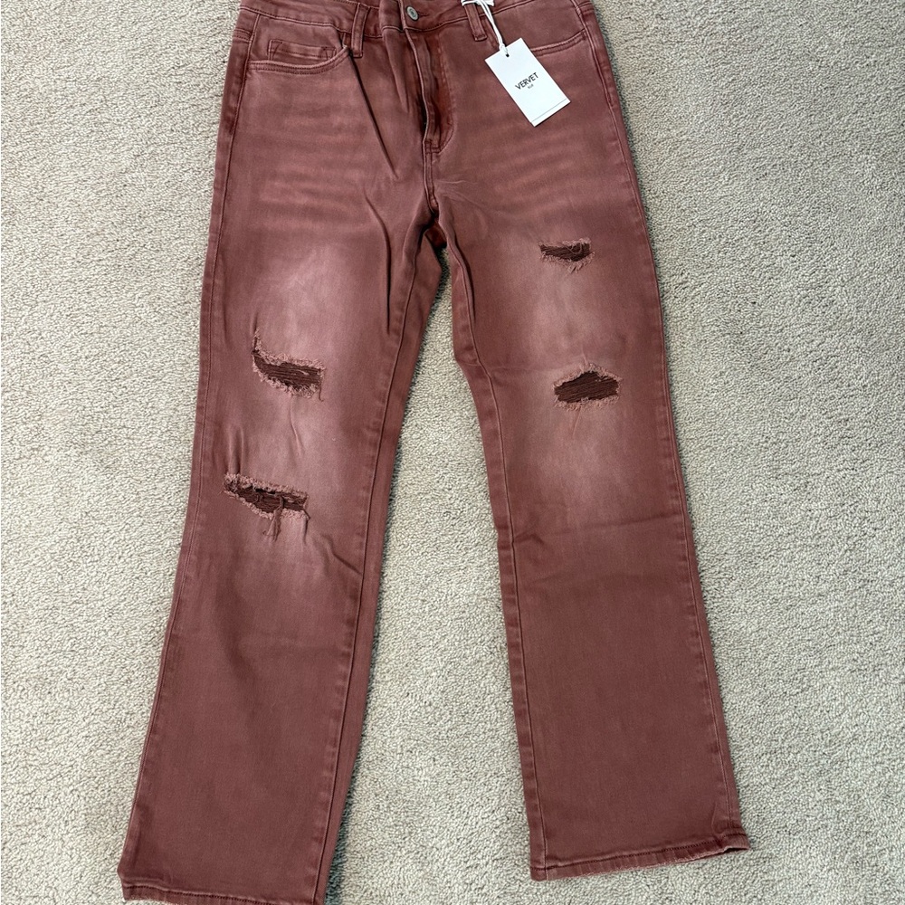 NWT - Vervet Blue - Distressed Mauve Jeans